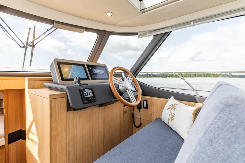  Yacht Photos Pics Luxurious interior of 2024 Vripack 42 Open Kuip yacht with modern navigation system.