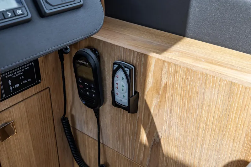  Yacht Photos Pics Control panel of 2024 Vripack 42 Open Kuip with stabilizers, featuring Raymarine equipment.