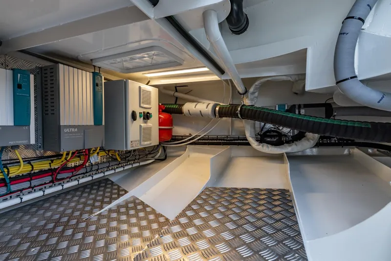  Yacht Photos Pics Engine room of 2024 Vripack 42 Open Kuip with stabilizers and electrical systems.
