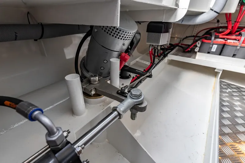  Yacht Photos Pics Engine compartment of 2024 Vripack 42 Open Kuip with stabilizers and wiring.
