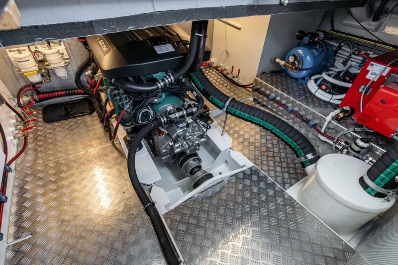  Yacht Photos Pics Engine room of 2024 Vripack 42 Open Kuip with stabilizers, showcasing advanced marine technology.