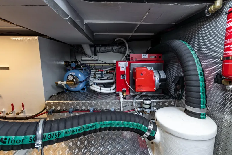  Yacht Photos Pics Engine room of 2024 Vripack 42 Open Kuip with stabilizers and marine equipment.