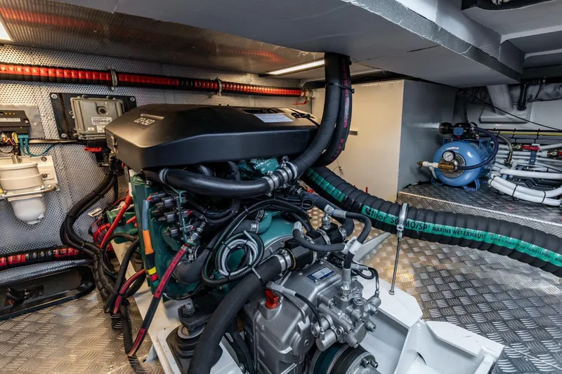  Yacht Photos Pics Engine room of 2024 Vripack 42 Open Kuip yacht, showcasing advanced marine equipment.