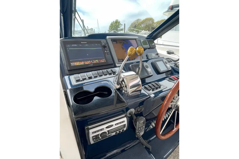 Sasea Yacht Photos Pics Helm of 2009 Tiara Yachts 4200 Open with navigation screens and controls.