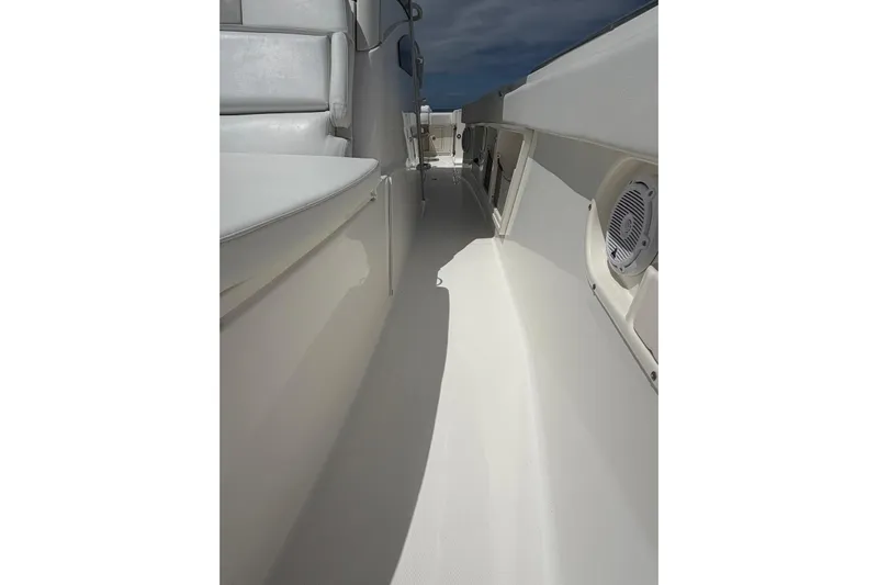  Yacht Photos Pics 2010 Boston Whaler 370 Outrage boat interior with seating and speaker.