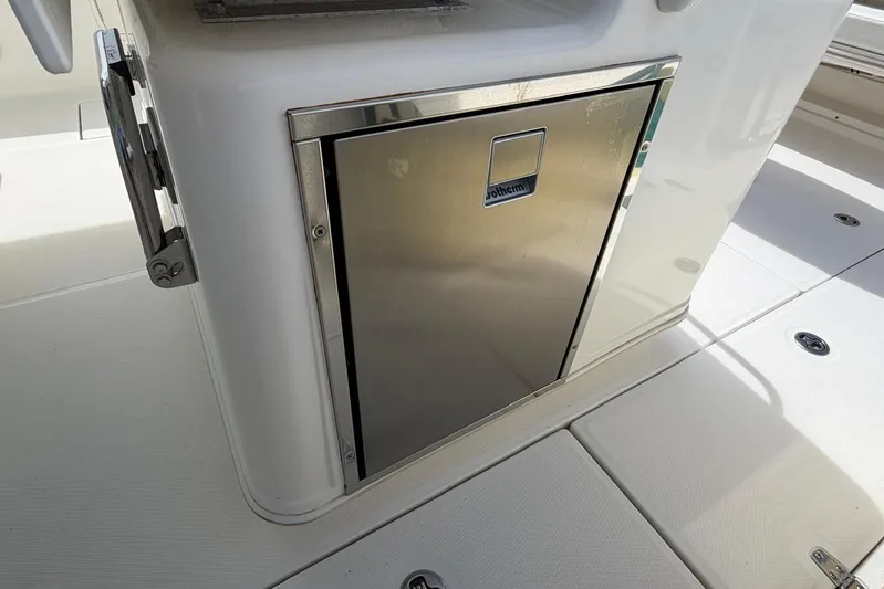  Yacht Photos Pics Stainless steel compartment on 2010 Boston Whaler 370 Outrage boat deck.