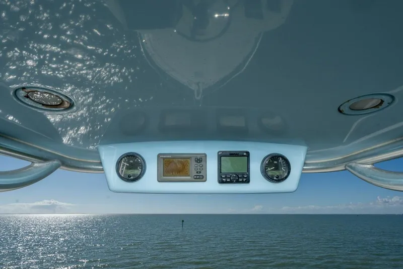 Stay Salty Yacht Photos Pics 2009 Viking 50 Convertible boat dashboard with ocean view.