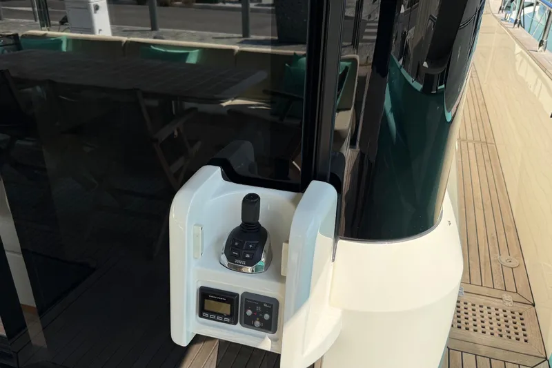 Grace Yacht Photos Pics Joystick control panel on 2016 Absolute NAVETTA 58 yacht deck.