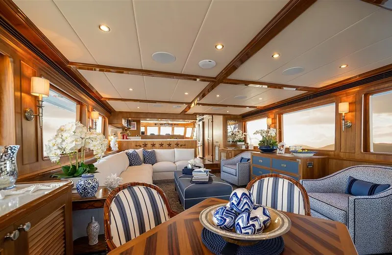 Julianne (name Reserved) Yacht Photos Pics Luxurious interior of 2022 Outer Reef Yachts 900 Motoryacht with elegant furnishings and decor.