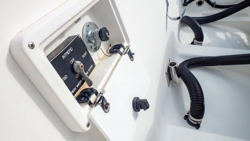  Yacht Photos Pics 2012 Intrepid 400 Center Console boat control panel with switches and wiring.