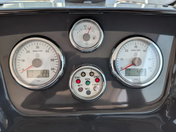 Finale Yacht Photos Pics Dashboard of 2015 Tiara Yachts 3100 Open, featuring gauges and controls.