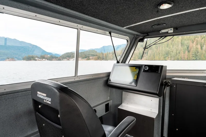  Yacht Photos Pics Interior of 2023 Liquid Metal Marine Maquinna Crew boat with scenic water view.