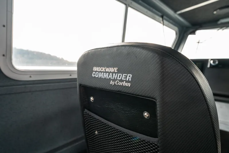  Yacht Photos Pics Shockwave Commander seat in 2023 Liquid Metal Marine Maquinna Crew boat interior.