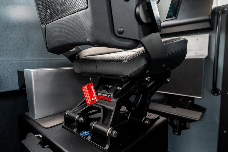  Yacht Photos Pics 2023 Liquid Metal Marine Maquinna Crew seat with advanced suspension system.