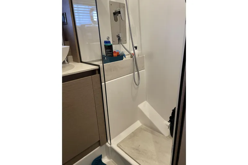  Yacht Photos Pics Modern shower area in 2020 Prestige 420 yacht bathroom.