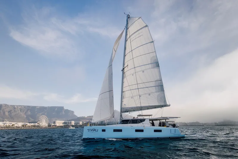 Vision 444es Yacht Photos Pics Modern Vision 444 sailboat cruising near a coastal city, 2025 model.