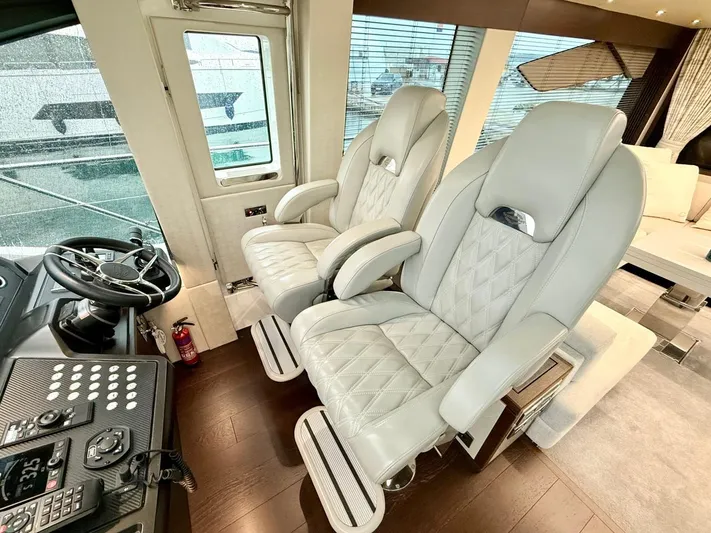  Yacht Photos Pics Interior of 2019 Sunseeker 74 Sport Yacht with luxurious seating.
