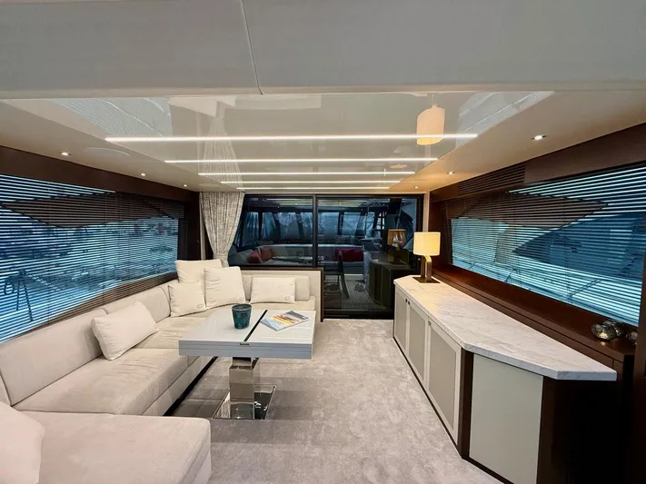  Yacht Photos Pics Interior of 2019 Sunseeker 74 Sport Yacht, luxurious design.