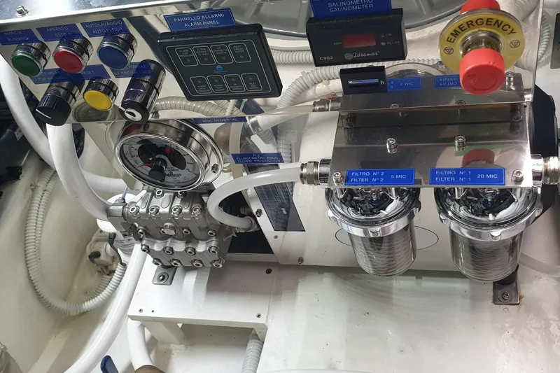 Point Break Yacht Photos Pics Control panel and filtration system on 2021 Bluegame BG 42 yacht.