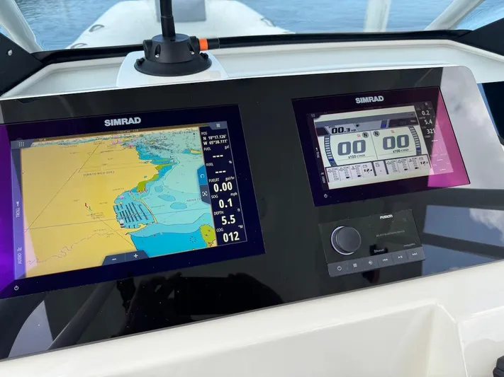  Yacht Photos Pics Simrad navigation and control screens on 2022 Brig Eagle 10 boat.