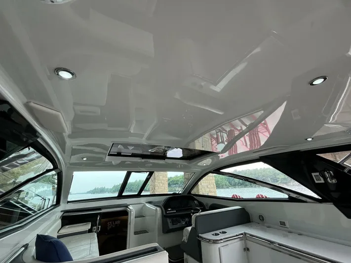  Yacht Photos Pics Interior of a 2016 Cobalt A40 boat, featuring sleek design and modern amenities.