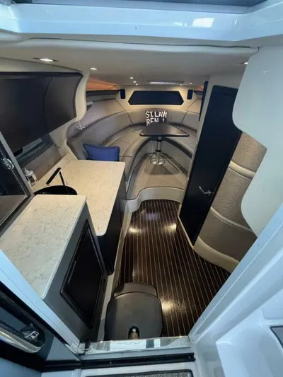  Yacht Photos Pics Interior of 2016 Cobalt A40 boat with modern design and sleek finishes.