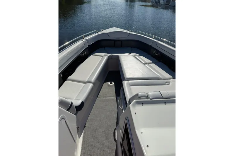  Yacht Photos Pics 2022 Formula 350 Crossover Bowrider OB interior with spacious seating on calm water.