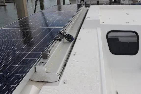 Cloud Nine Yacht Photos Pics 2020 Fountaine Pajot Astrea 42 Catamaran with solar panels on deck.