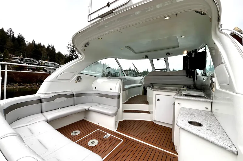 Formula 45 Yacht Photos Pics 2008 Formula 45 Yacht interior with sleek seating and modern amenities.