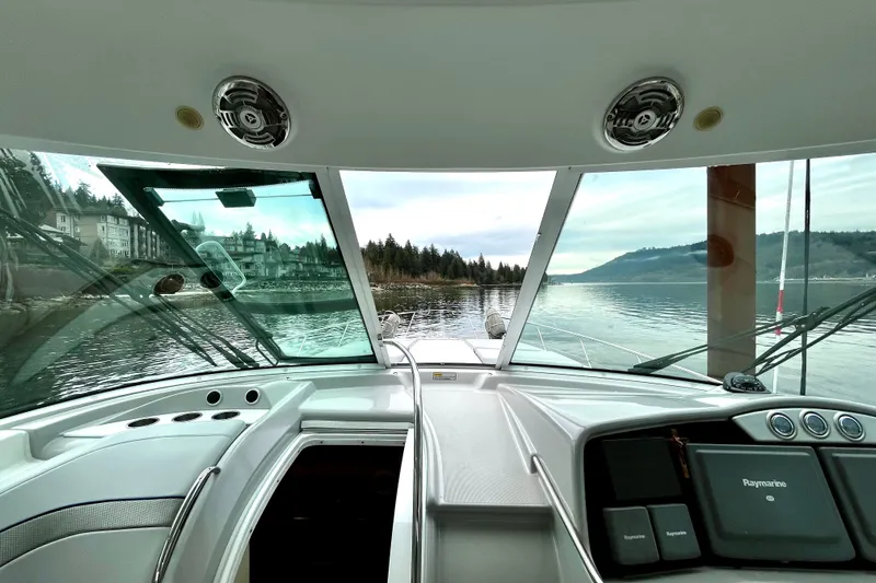 Formula 45 Yacht Photos Pics 2008 Formula 45 Yacht interior view with scenic waterfront backdrop.
