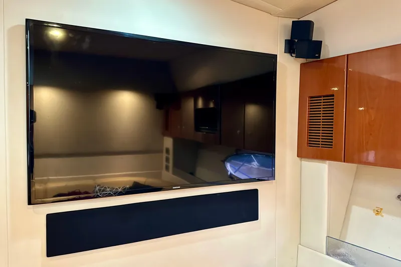 Formula 45 Yacht Photos Pics Flat-screen TV and soundbar in 2008 Formula 45 Yacht interior.