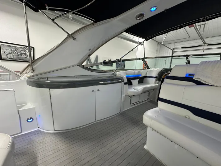  Yacht Photos Pics 2014 Formula 370 Super Sport boat interior with sleek seating and modern design.