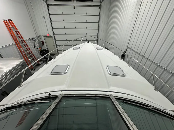  Yacht Photos Pics 2014 Formula 370 Super Sport boat in storage facility.