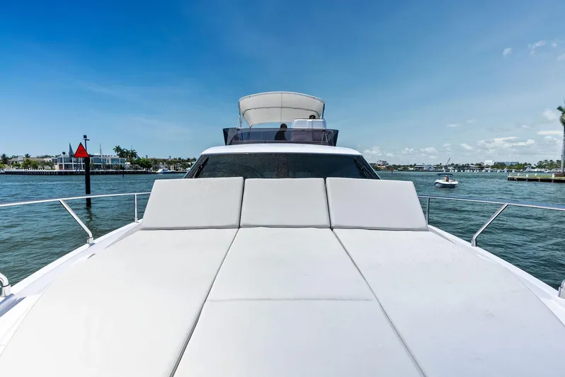 Ferretti 500 Yacht Photos Pics 2024 Ferretti Yachts 500 on water, featuring spacious sun deck and sleek design.