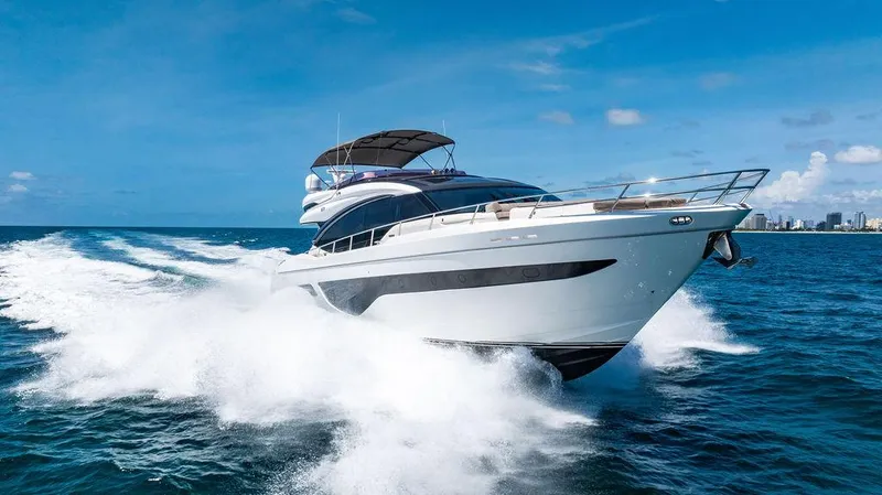 Cocoon Yacht Photos Pics Luxury Princess S78 yacht cruising on open sea, 2021 model.