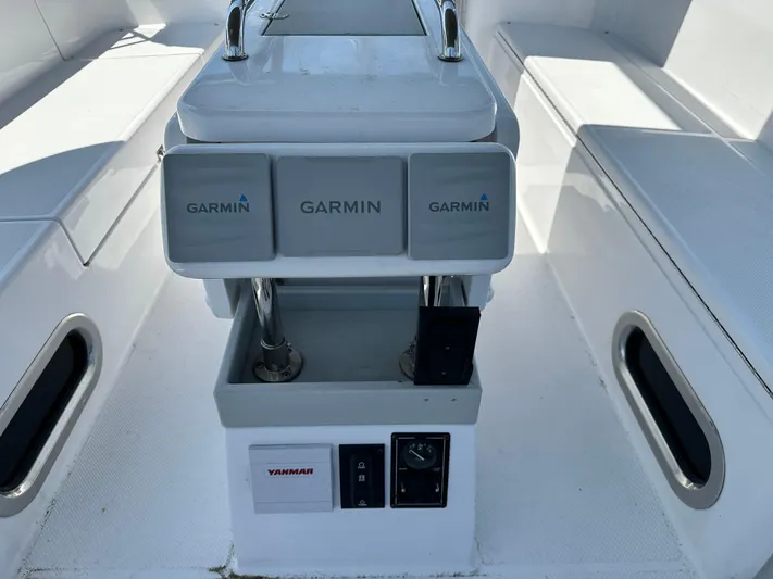 C426 #115 Yacht Photos Pics Cockpit of 2025 Catalina 426 boat with Garmin navigation system and Yanmar controls.