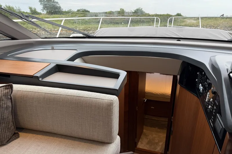 F50199 Yacht Photos Pics Interior of 2024 Princess F50 yacht, featuring modern design and luxurious seating.