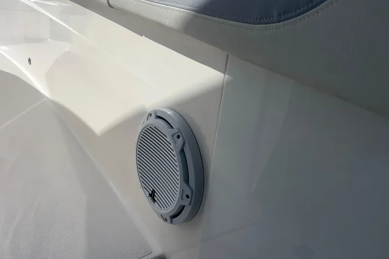  Yacht Photos Pics Speaker on 2019 Pursuit S 368 Sport boat interior, showcasing sleek design.
