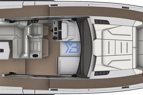 Aliyyah Yacht Photos Pics Top view of 2018 Vanquish Yachts VQ 45 luxury boat interior layout.