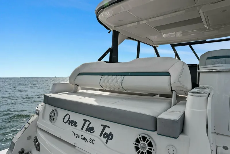Over The Top Yacht Photos Pics 2021 Regal 36 boat with seating, "Over The Top," Tega Cay, SC, on open water.