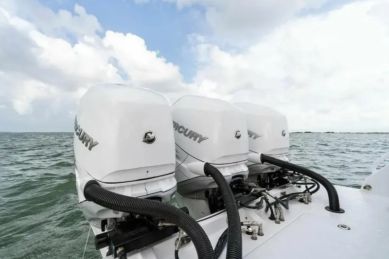 Surreel Yacht Photos Pics Triple Mercury outboard engines on 2016 Bonadeo 37 Custom Carolina YT WalkAround boat.