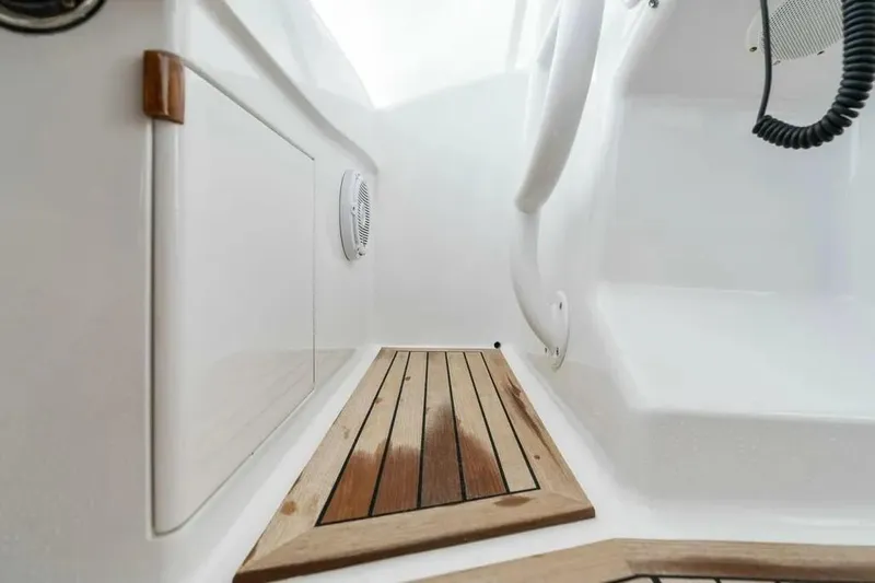 Surreel Yacht Photos Pics 2016 Bonadeo 37 Custom Carolina YT WalkAround interior with wooden flooring detail.