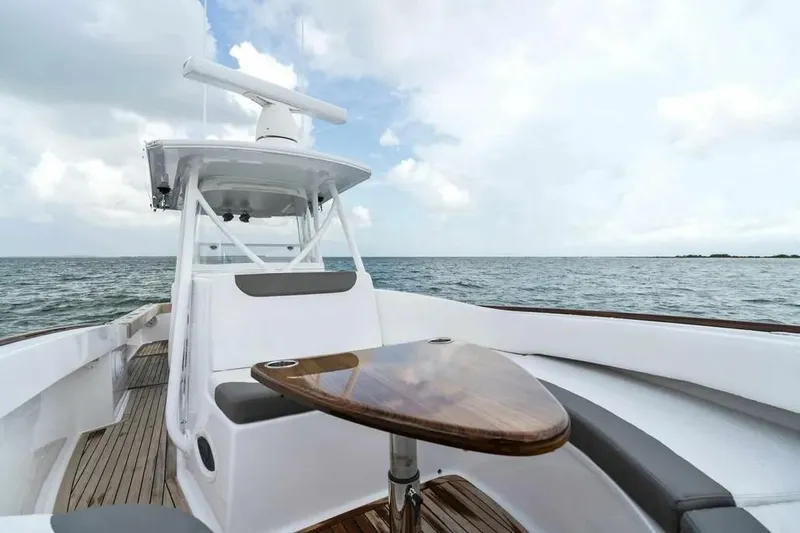 Surreel Yacht Photos Pics 2016 Bonadeo 37 Custom Carolina YT WalkAround boat on open water, featuring sleek design.