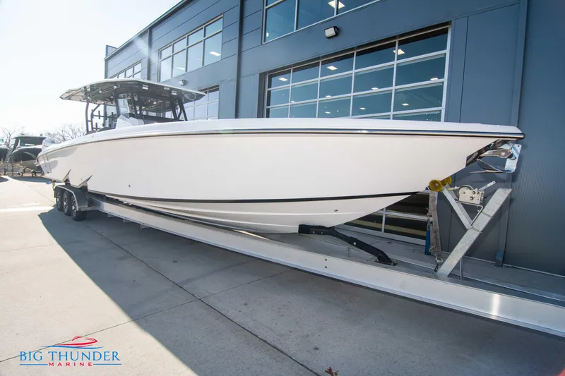  Yacht Photos Pics 2023 Hayaari Marine H44Z boat on trailer at Big Thunder Marine.