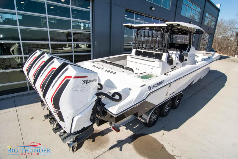  Yacht Photos Pics 2023 Hayaari Marine H44Z boat with quad outboard engines at Big Thunder Marine.