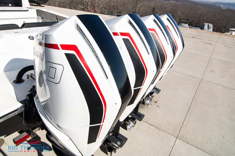  Yacht Photos Pics 2023 Hayaari Marine H44Z boat with quad outboard engines.