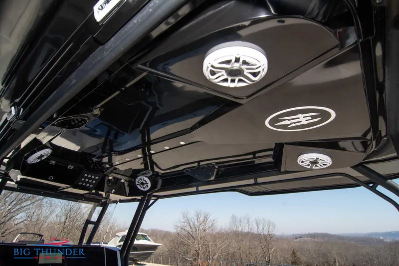  Yacht Photos Pics 2023 Hayaari Marine H44Z boat with sleek black interior and advanced audio system.