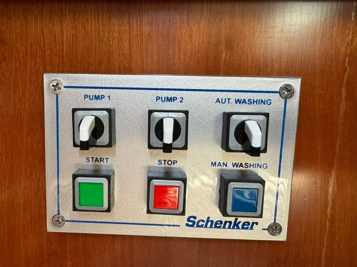  Yacht Photos Pics Control panel on a 2004 Beneteau 50 yacht with pump and washing switches.