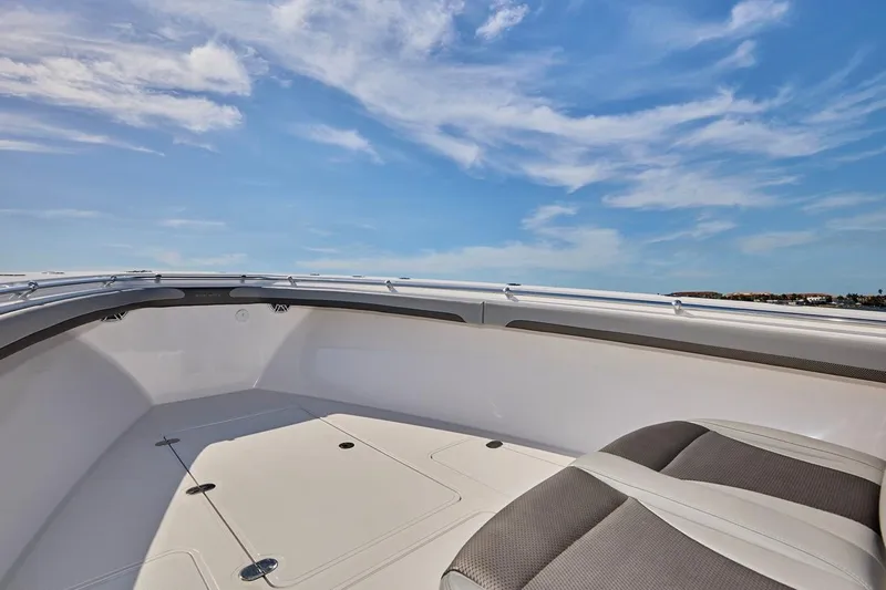  Yacht Photos Pics 2022 Bluewater 35 boat deck under clear blue sky.