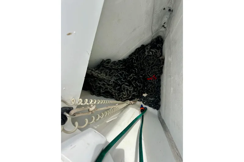  Yacht Photos Pics Anchor chain storage on 2018 Jeanneau 54 sailboat.